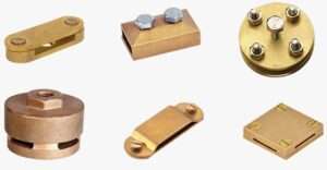 Brass Bronze Copper Earthing Accessories, Oblong Test Clamps, Square Tape Clamps, Tape Clips, DC Tape Clip, Screw Down Round Test Clamps, or Test Bonds & Many More   Threads: Threads are Available as per DIN, and ISO standards, We can customize them as per Drawing or sample