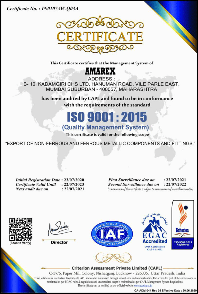 ISO certified Amarex Metals